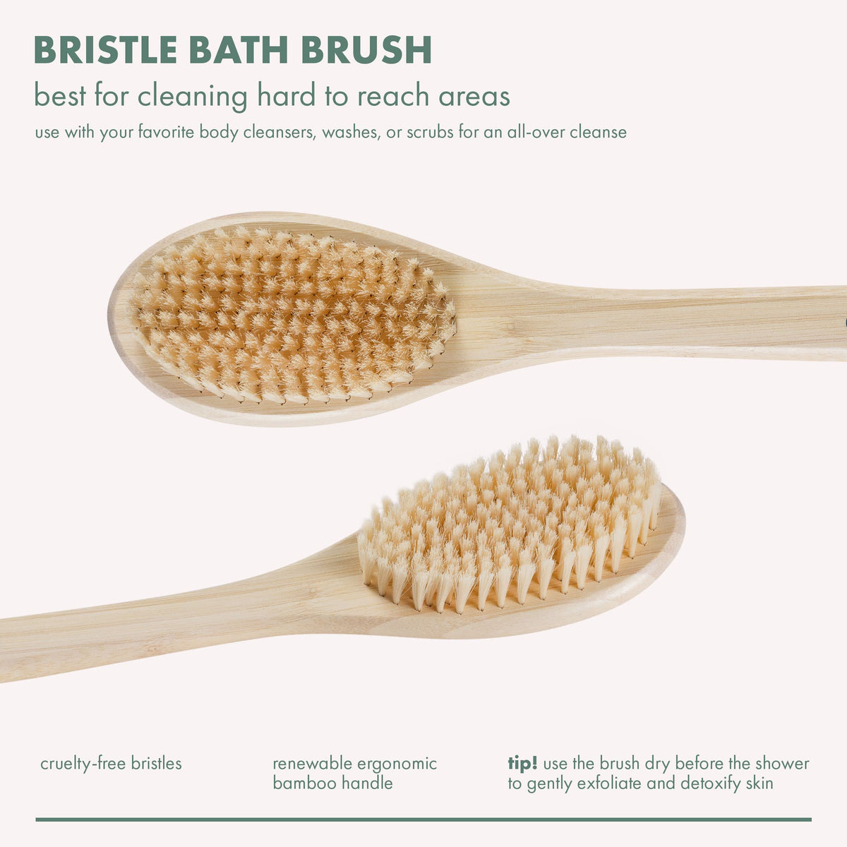 Détail du manche en bambou de la Brosse de Bain EcoTools