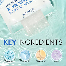 Détail du masque visage hydrogel Ebanel avec ingrédients en avant-plan