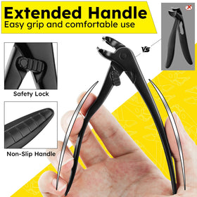 Détail du mécanisme de récupération des ongles du coupe-ongles Jovareneo