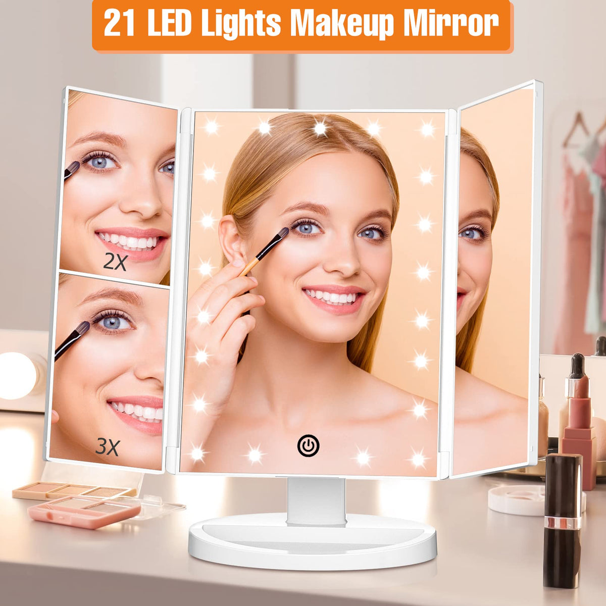Détail du miroir grossissant 2X et 3X sur le panneau gauche