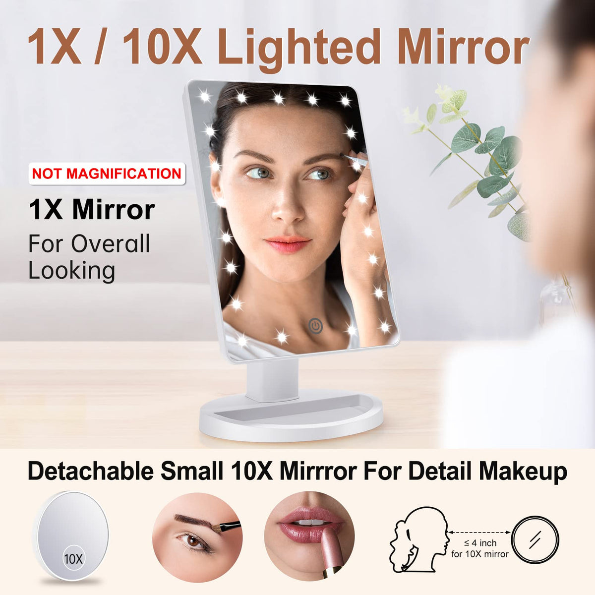 Détail du miroir rond 10X amovible du miroir COSMIRROR