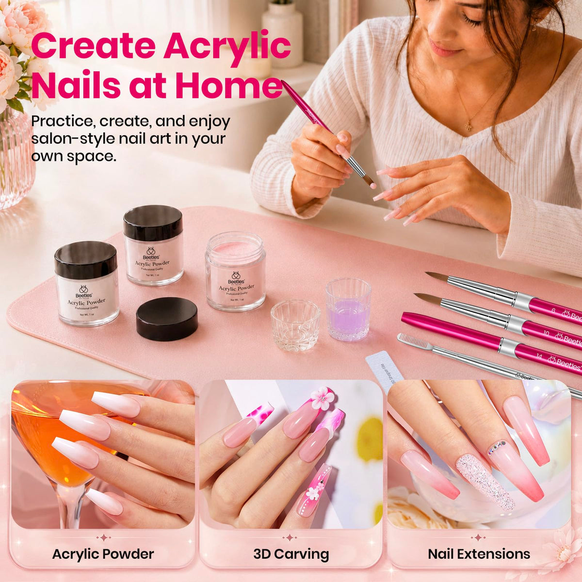 Détail du pinceau acrylique de taille 6 pour nail art