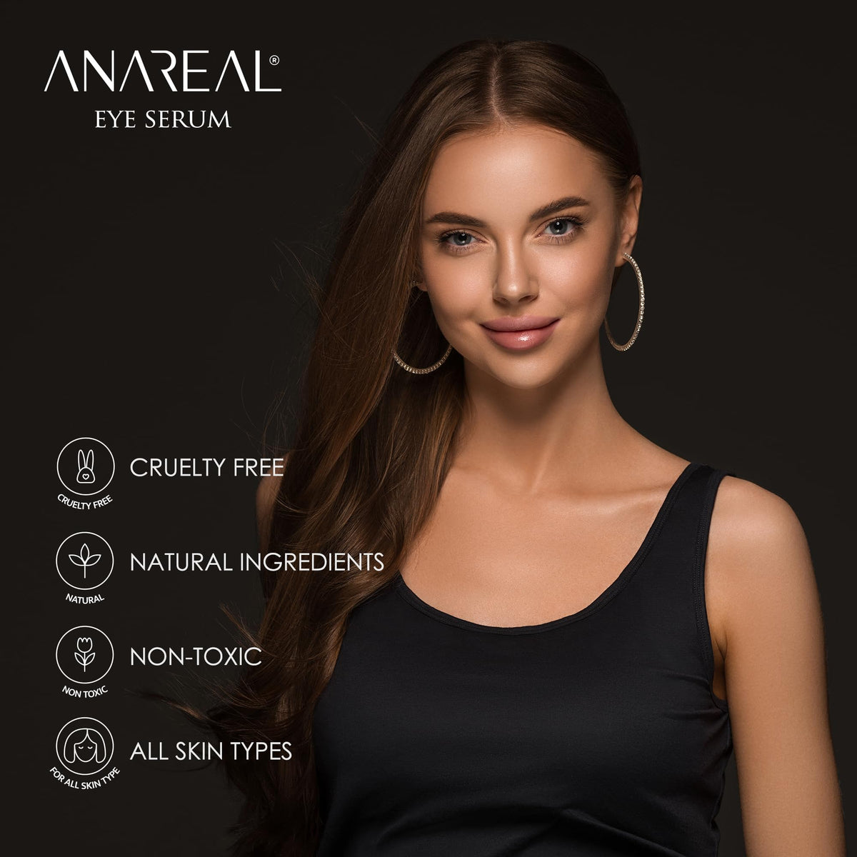 Détail du roller-ball en acier inoxydable de la crème ANAREAL