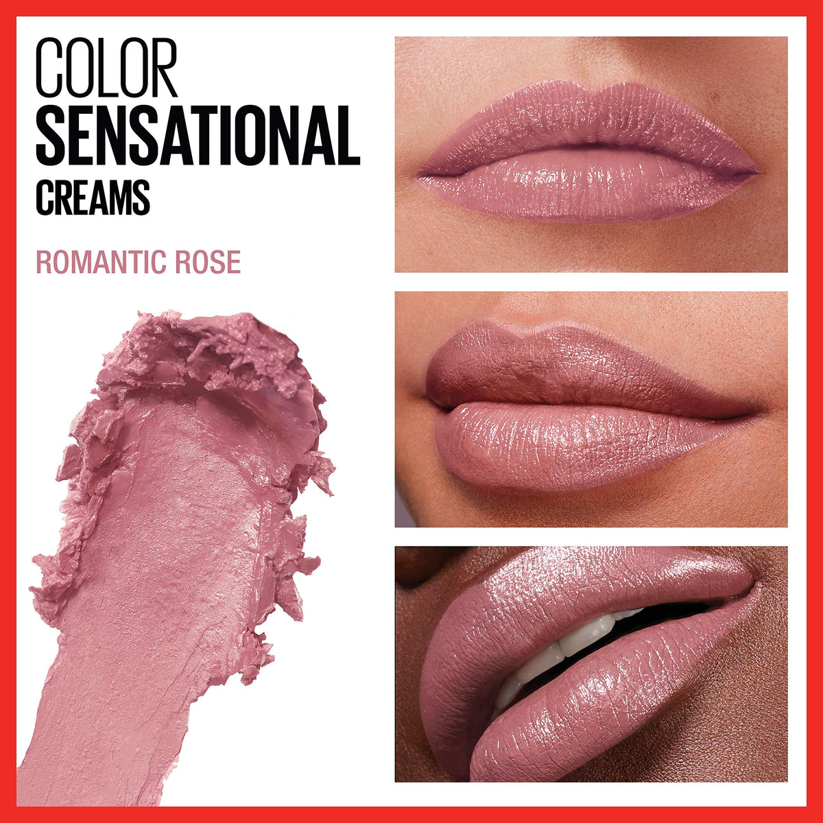 Détail du rouge à lèvres MAYBELLINE Rose Romantique sur lèvres