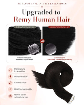 Détail du ruban adhésif des extensions de cheveux Moresoo
