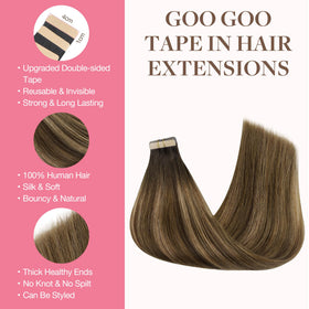 Détail du ruban hypoallergénique des extensions de cheveux GOO GOO