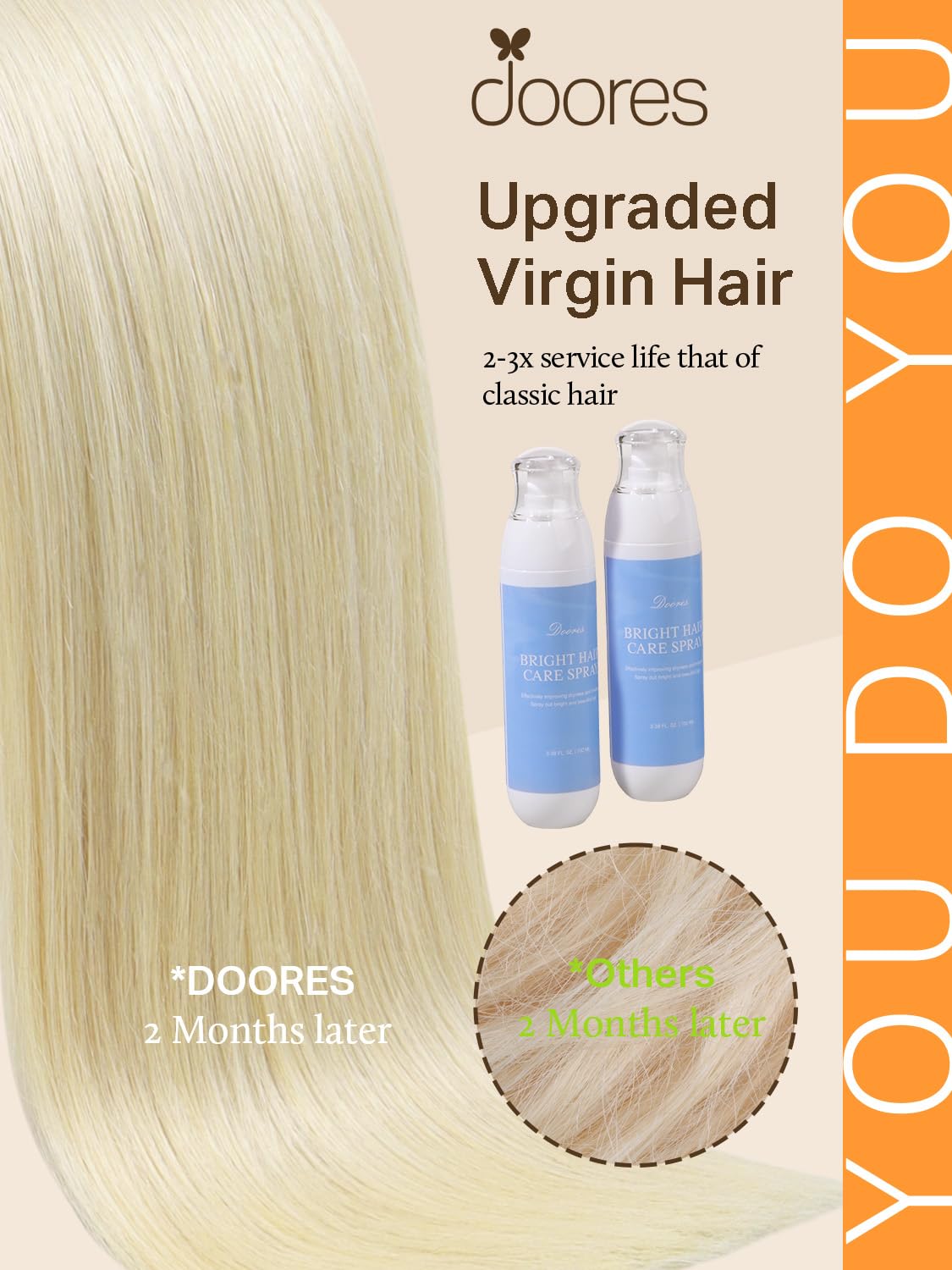 Détail du ruban transparent des extensions de cheveux DOORES