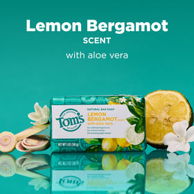 Détail du savon Tom's of Maine avec parfum citron et bergamote