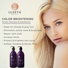 Détail du shampooing violet L LUSETA avec pompe