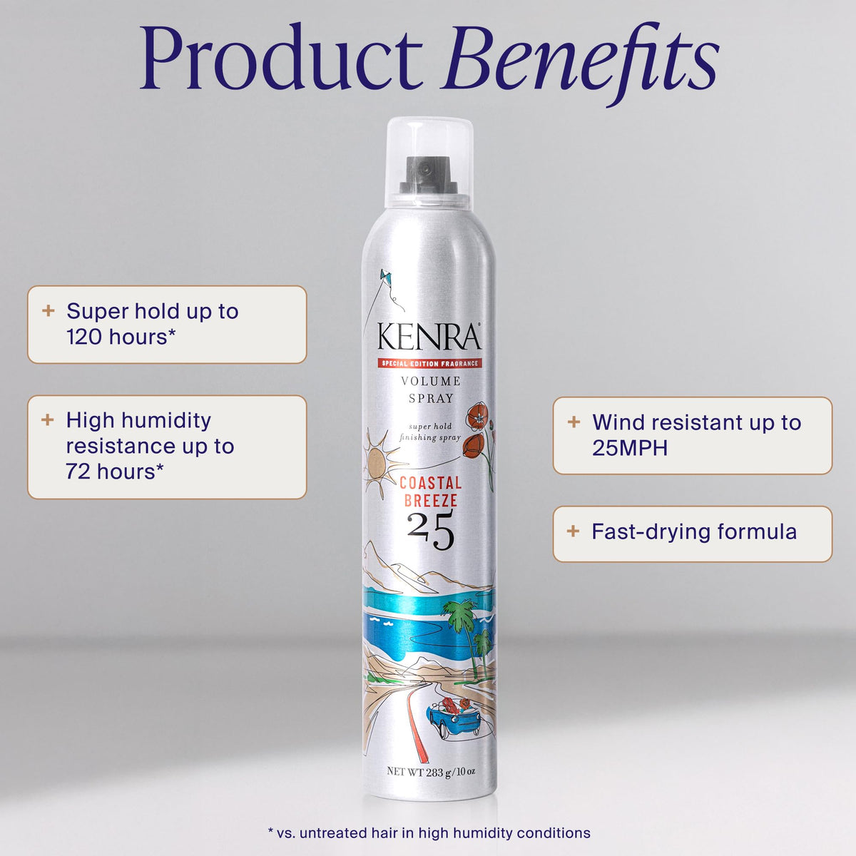 Détail du spray Kenra Volume 25 avec bouchon