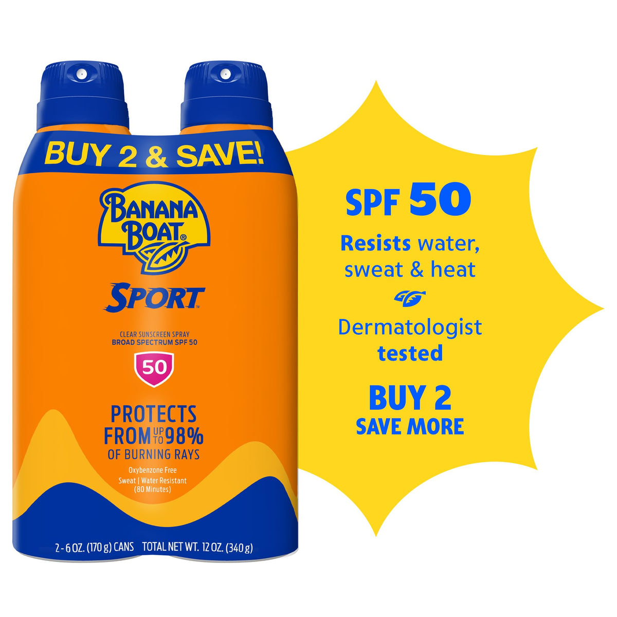 Détail du spray solaire Banana Boat Sport SPF 50