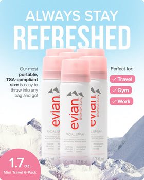 Détail du spray visage Évian avec brumisateur