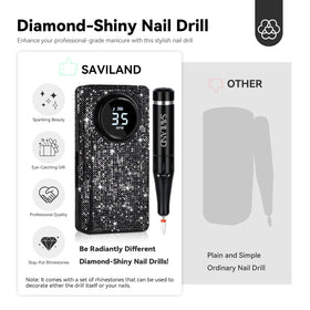 Détail du stylo de perçage SAVILAND avec cristaux noirs