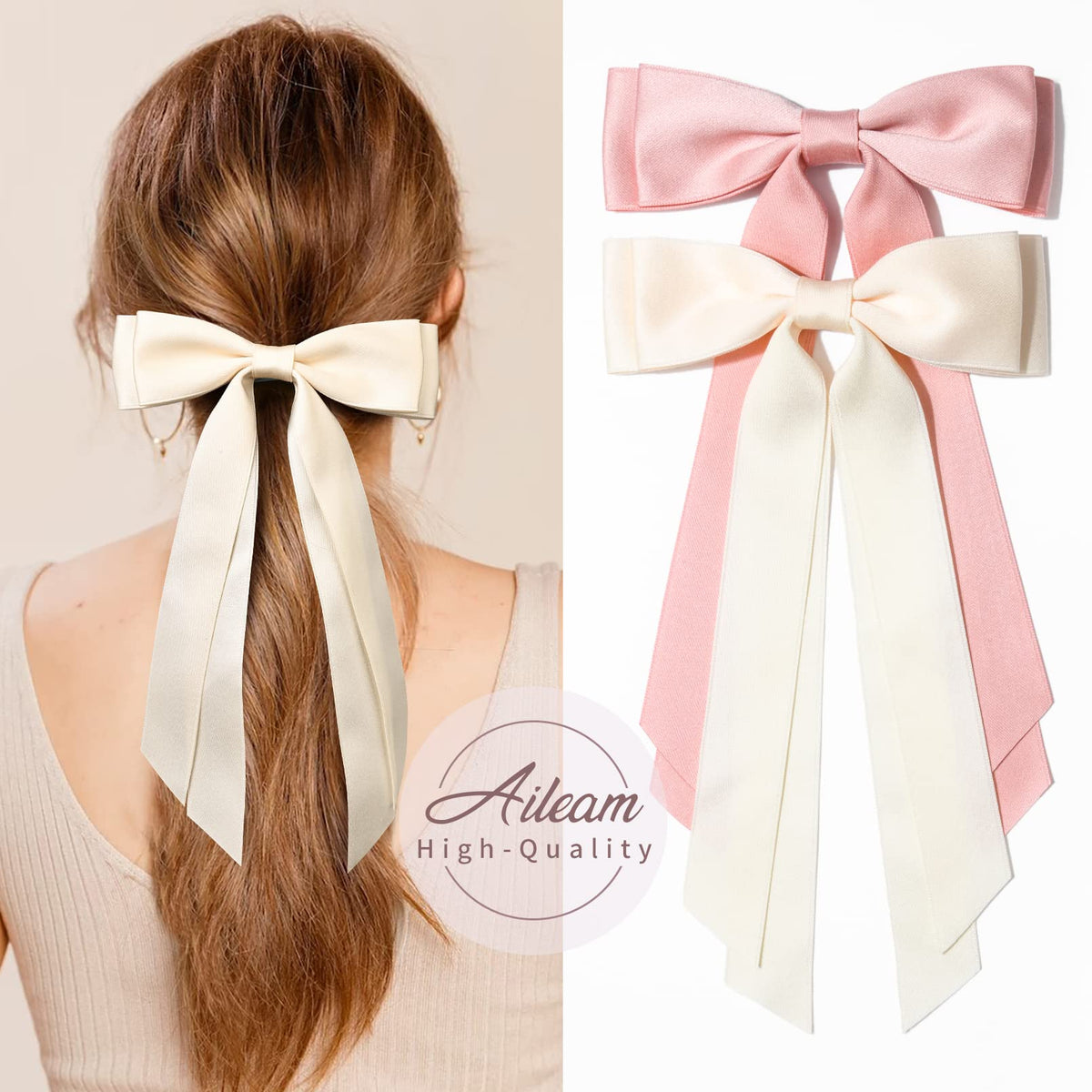 Détail du tissu en satin des nœuds Aileam