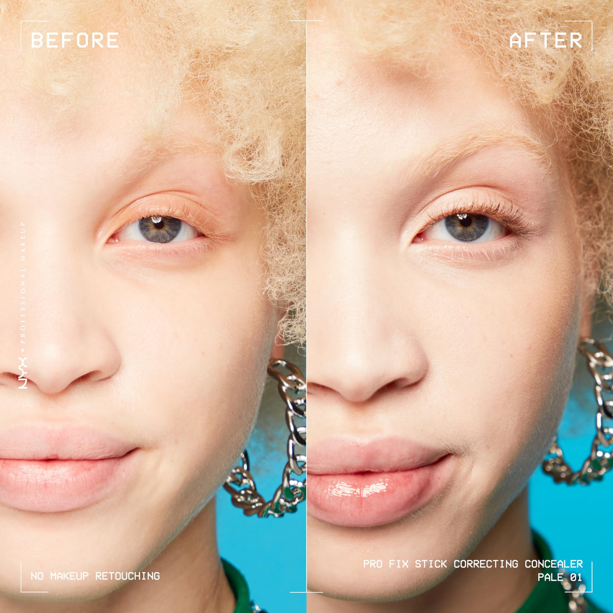 Détail du tube de Correcteur Crème NYX avec bouchon ouvert, vue latérale