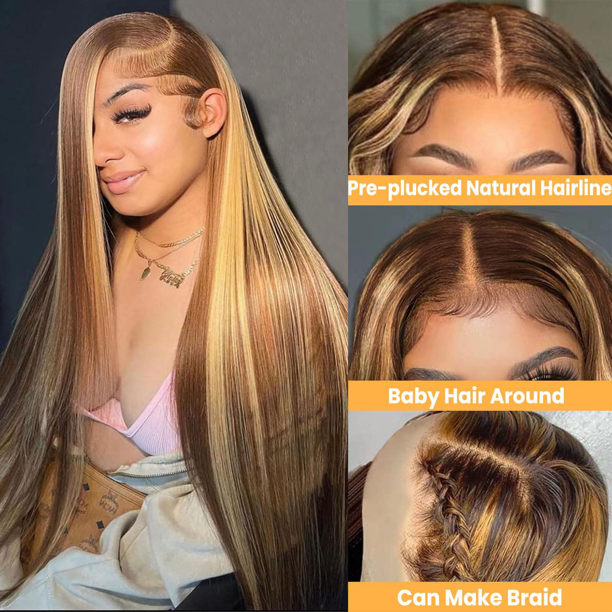 Détail sur la texture des cheveux de la perruque LETMIEO
