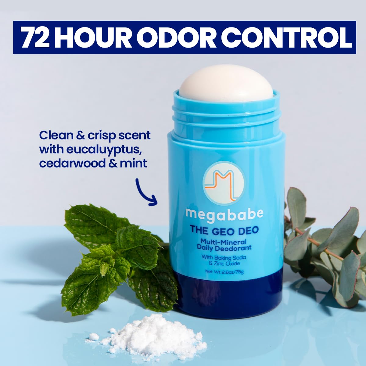 Détail sur le déodorant Megababe Geo Eucalyptus Menthe