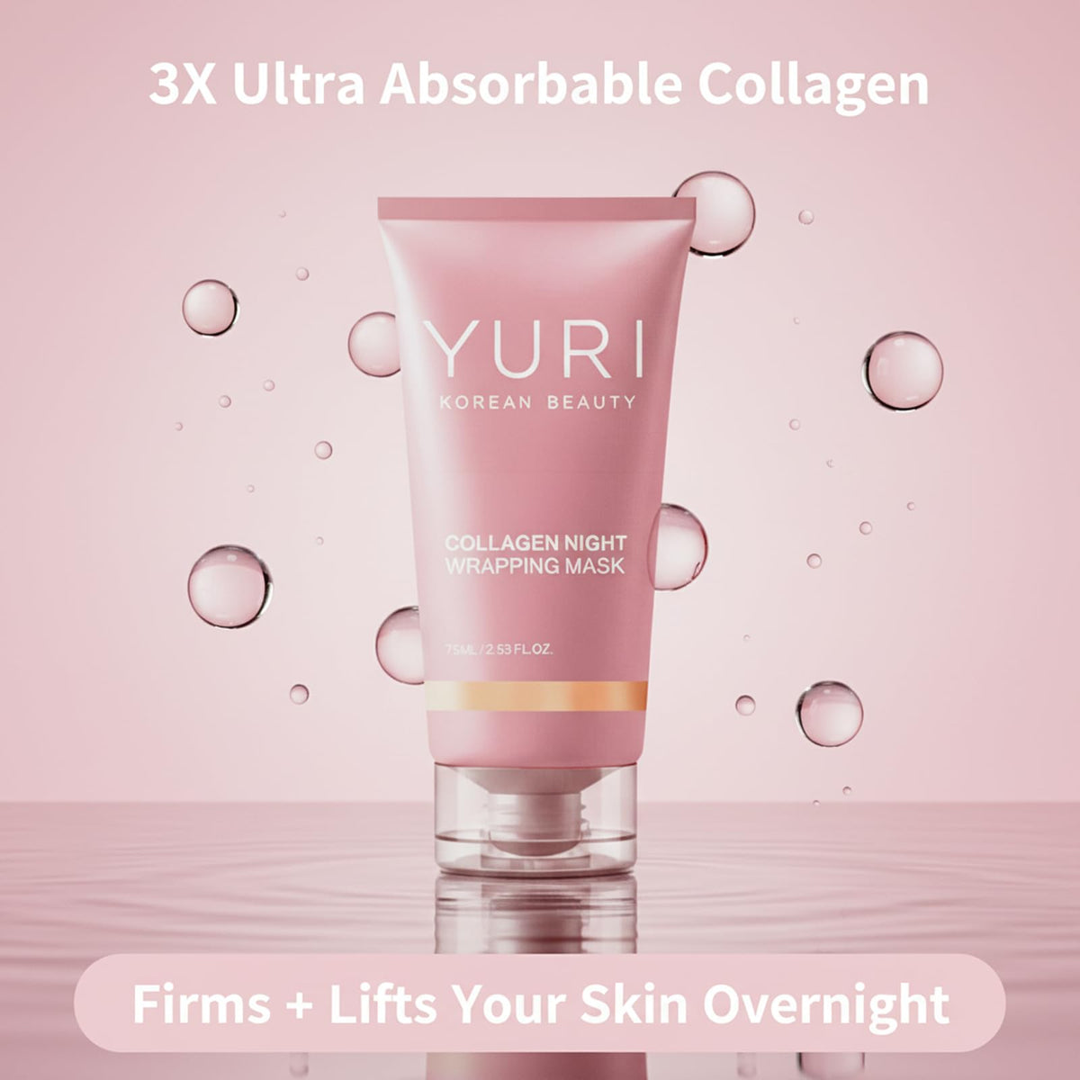 Détails de l'application du masque de nuit au collagène YURI BEAUTY