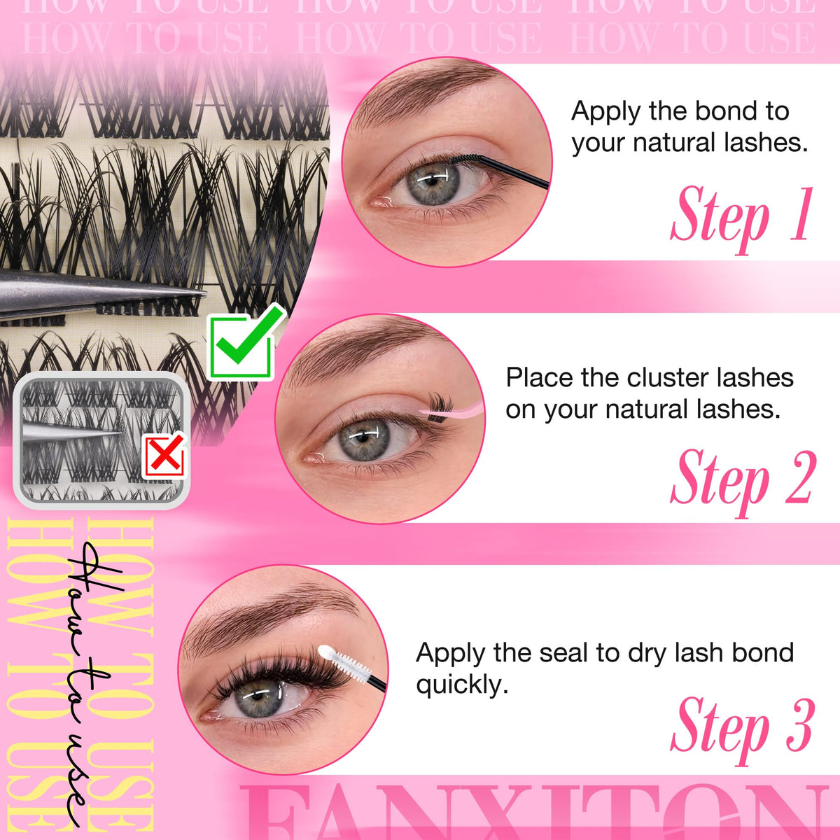 Détails de l'emballage du kit de cils manga FANXITON