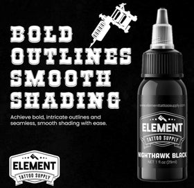 Détails de l'encre noire Nighthawk 2oz, texture liquide