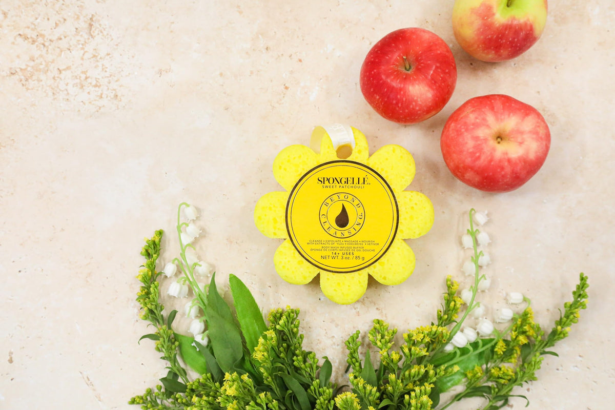 Détails de l'éponge de bain SPONGELLÉ Sweet Patchouli