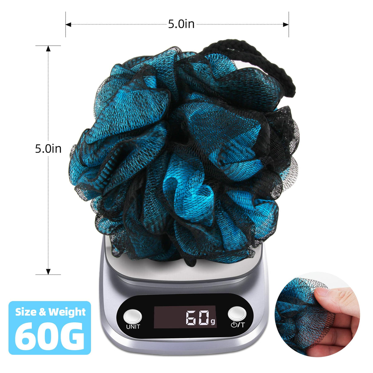 Détails de l'éponge loofah Chuya montrant la texture