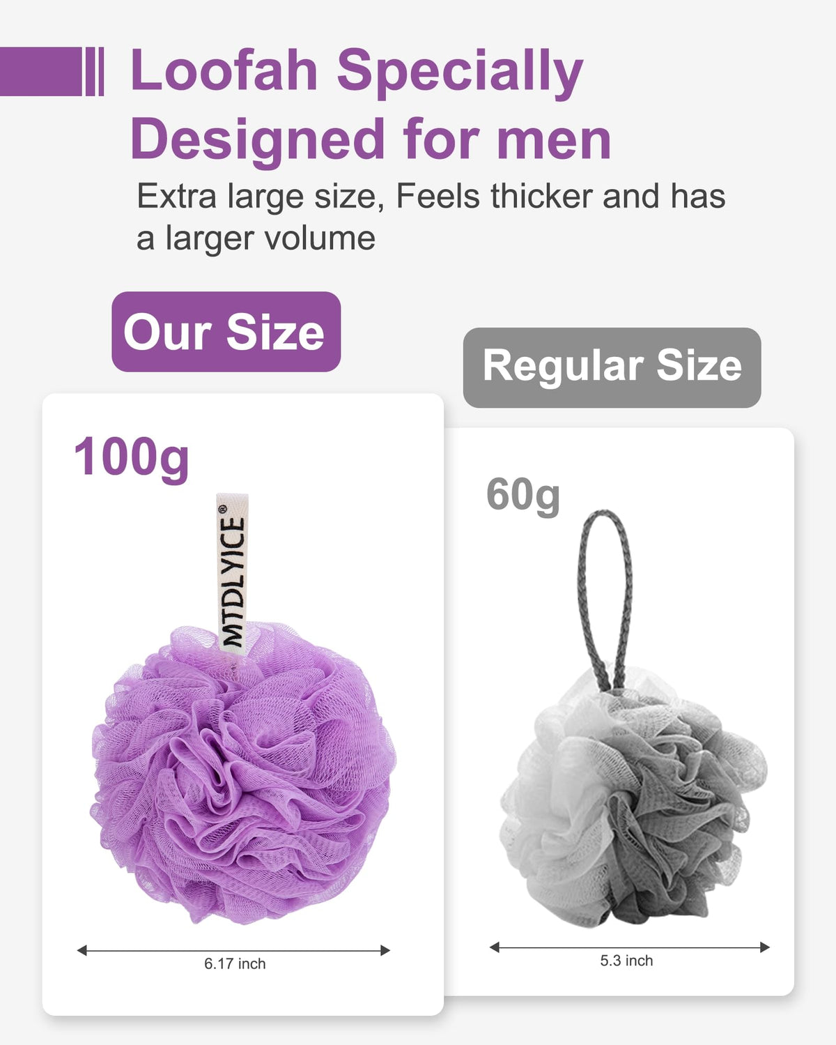 Détails de l'éponge loofah MTDLYICE XXL 100g lavande