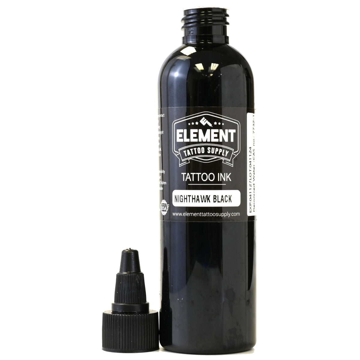 Détails de l'étiquette de la bouteille d'encre Nighthawk 4oz