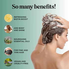 Détails de l'étiquette du shampooing Biotin et Romarin