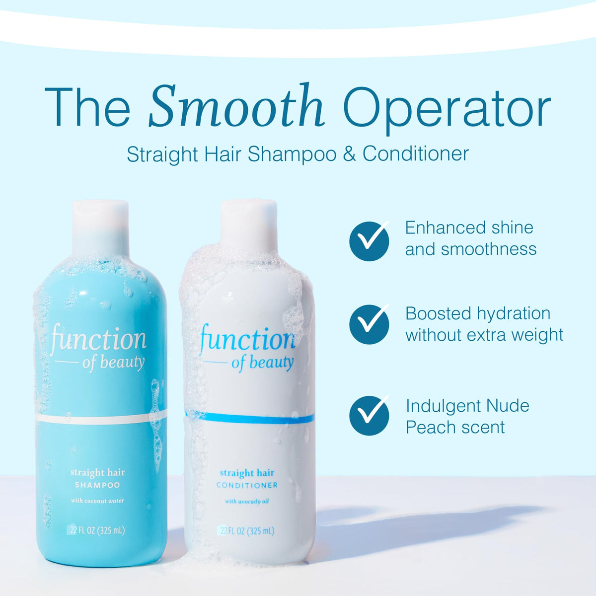 Détails de l'étiquette du Shampooing Cheveux Lisses Function of Beauty