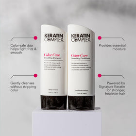 Détails de l'étiquette du shampooing Keratin Complex Soin Couleur