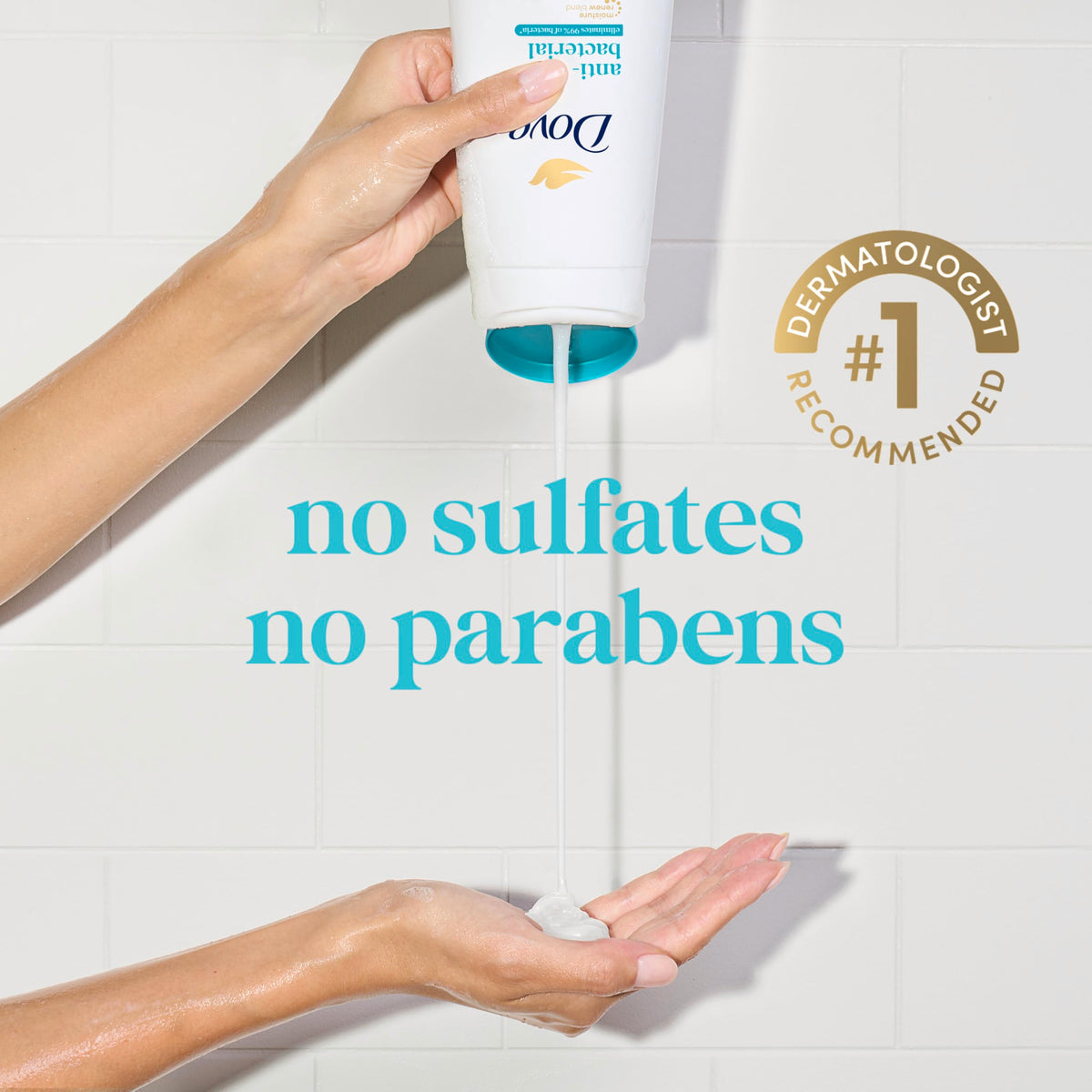 Détails de la bouteille de gel douche antibactérien Dove