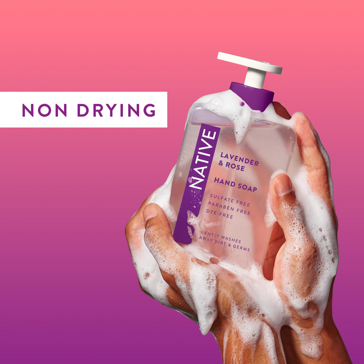 Détails de la bouteille de savon liquide Native 490g