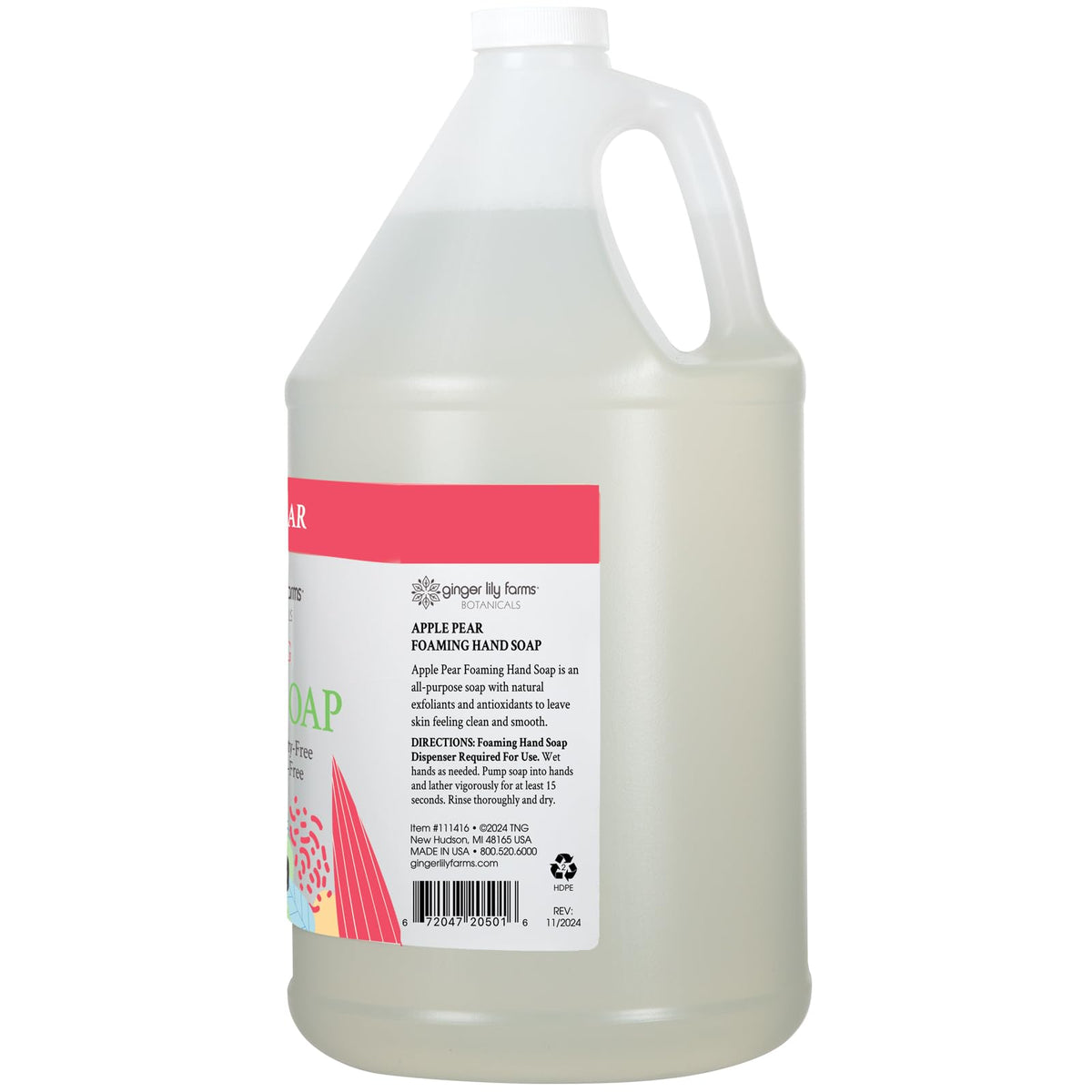 Détails de la bouteille de savon mousse Pomme Poire, 1 gallon