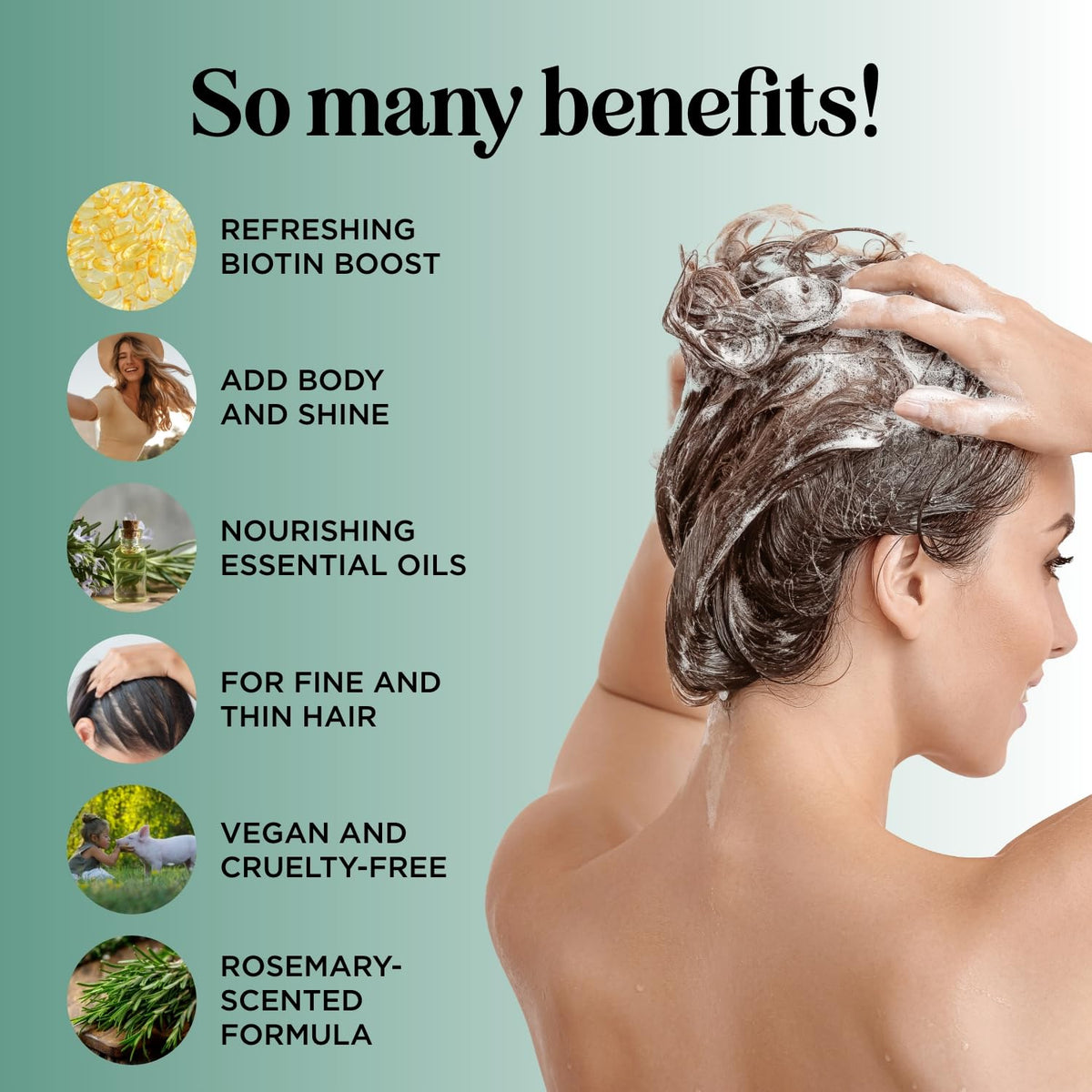 Détails de la bouteille de shampooing Biotin et Romarin Maple Holistics
