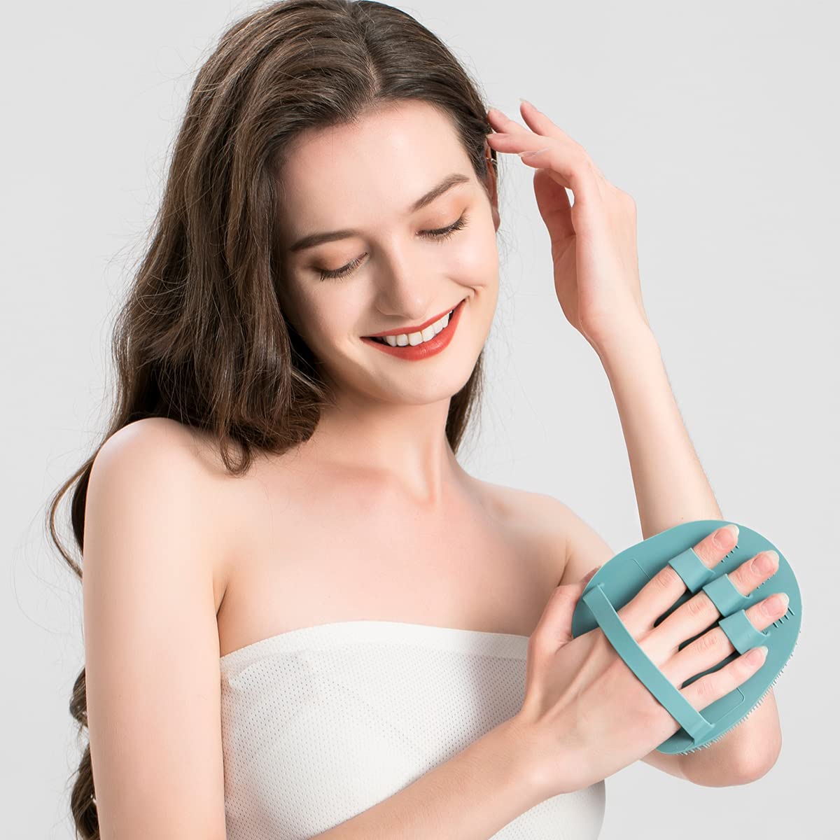 Détails de la brosse de douche en silicone avec grips non glissants