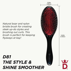 Détails de la brosse Denman D81M, poils naturels et nylon