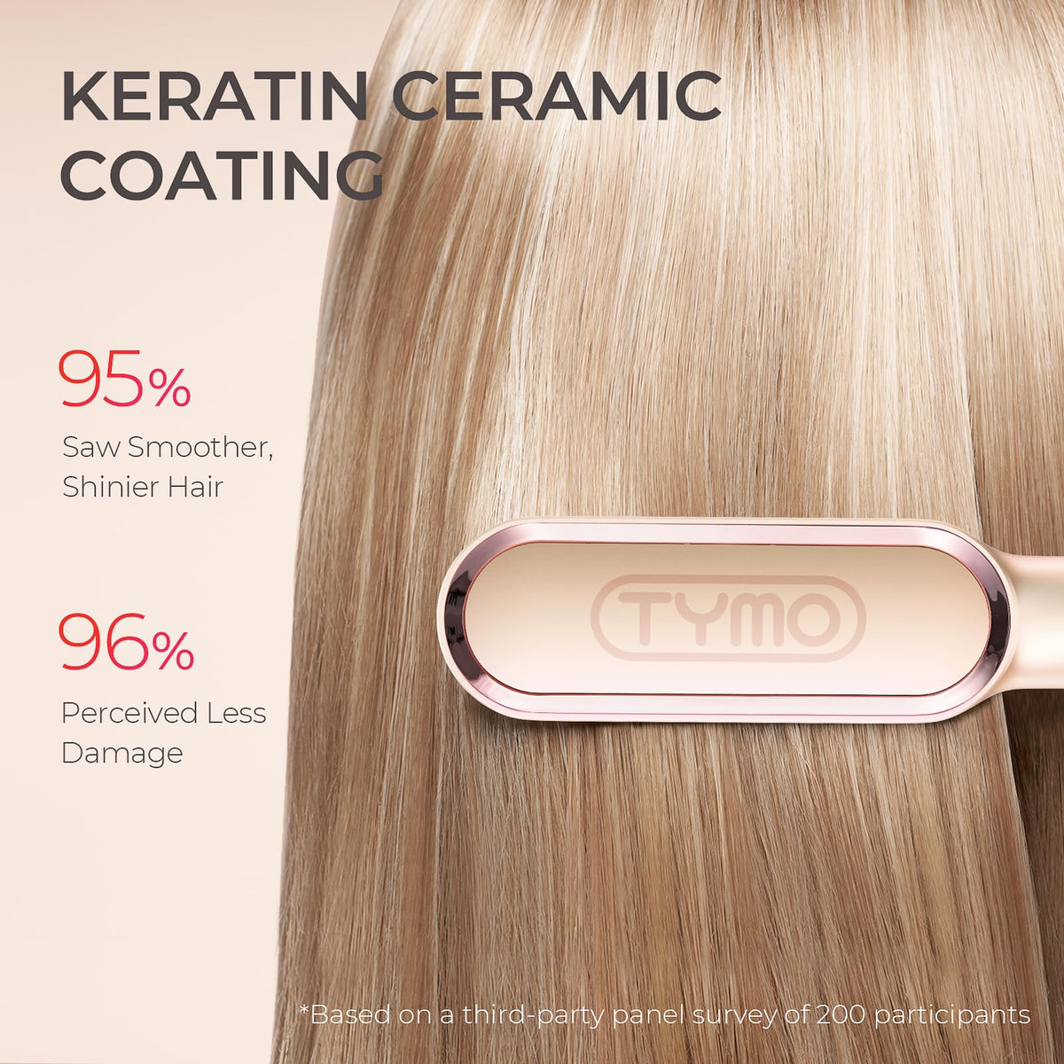 Détails de la brosse lissante TYMO avec réglage de température