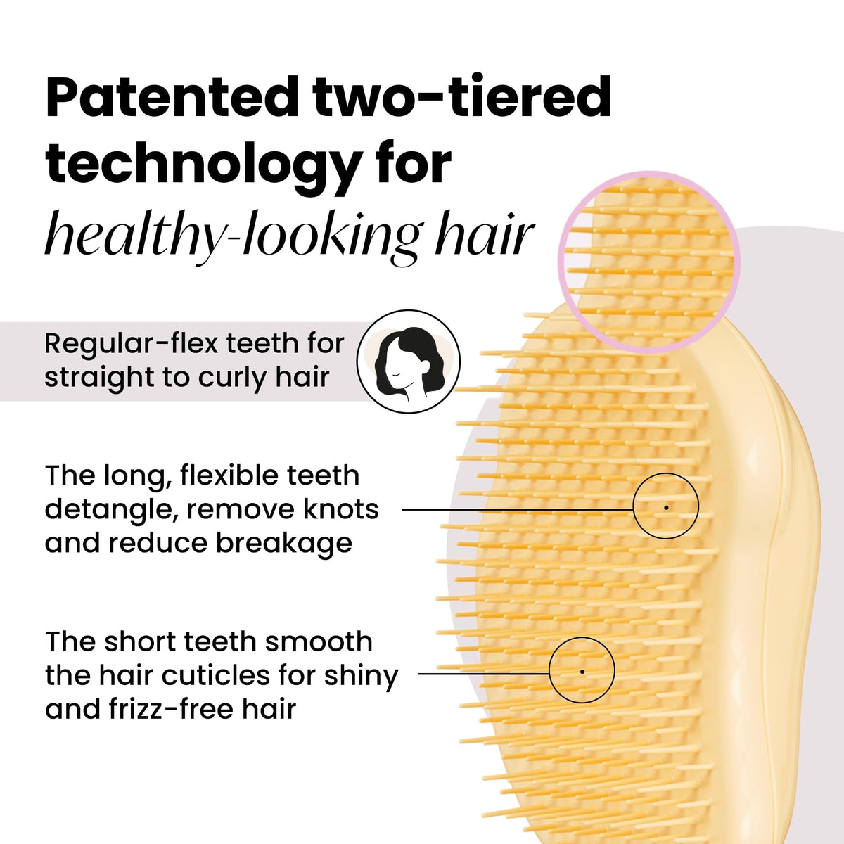 Détails de la brosse TANGLE TEEZER avec dents flexibles