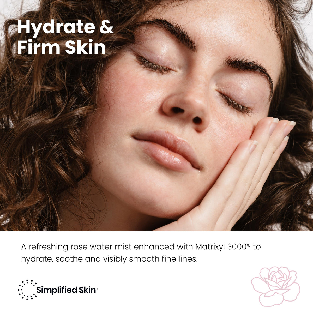 Détails de la brume de rose Simplified Skin avec étiquette visible