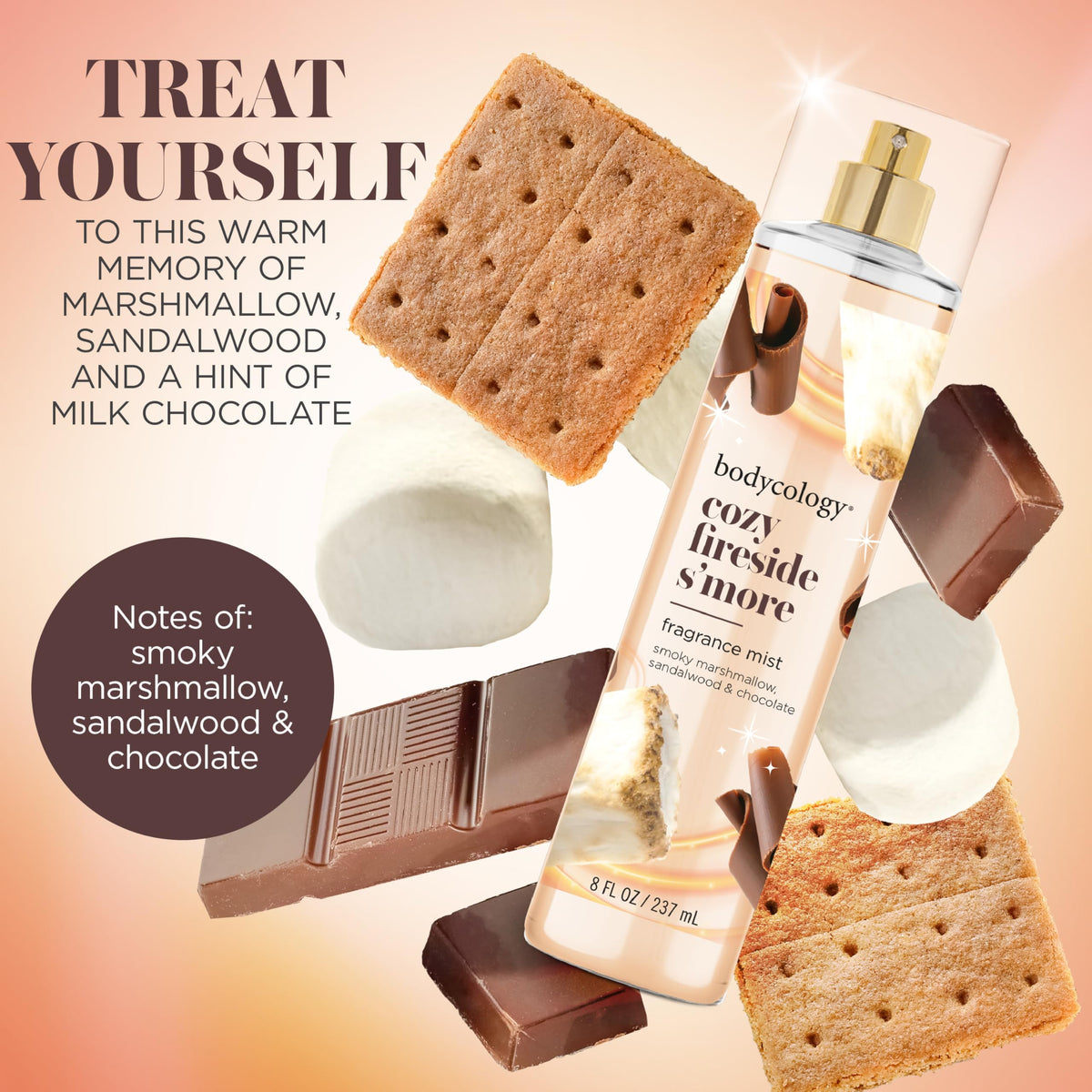 Détails de la brume parfumée Bodycology Cozy Fireside S'more