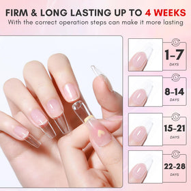 Détails de la colle à ongles gel Makartt sur un fond neutre