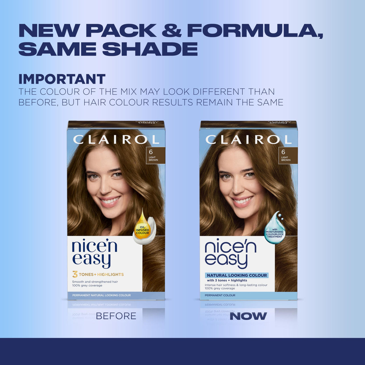 Détails de la coloration Clairol Nice'n Easy 6 Châtain Clair