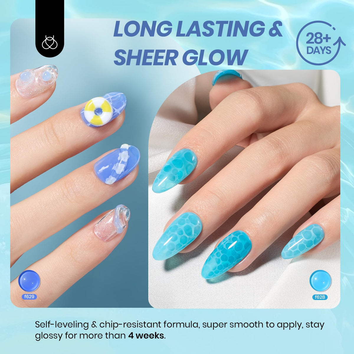 Détails de la couleur bleu clair du vernis à ongles gel Beetles
