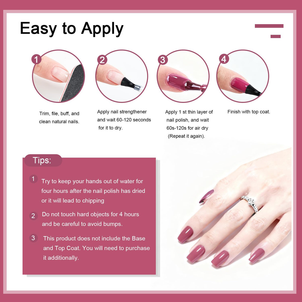 Détails de la couleur rose foncé du vernis à ongles OpenLive