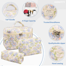 Détails de la couture de la trousse de maquillage honitty