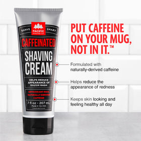 Détails de la crème à raser caffeinée avec emballage