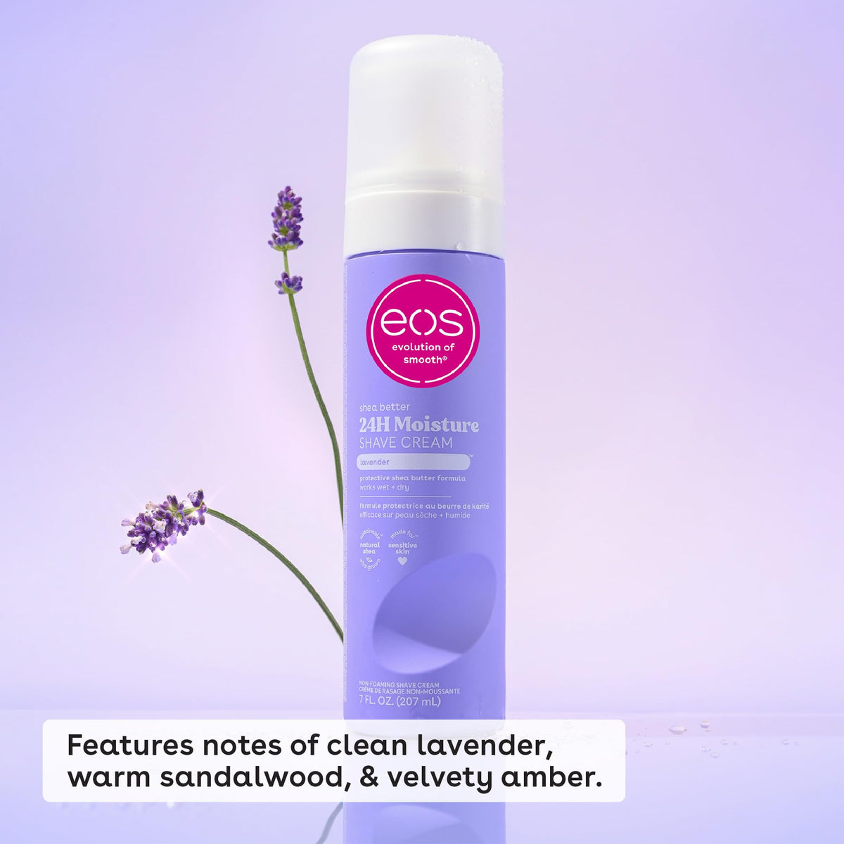 Détails de la crème à raser eos Lavande en tube