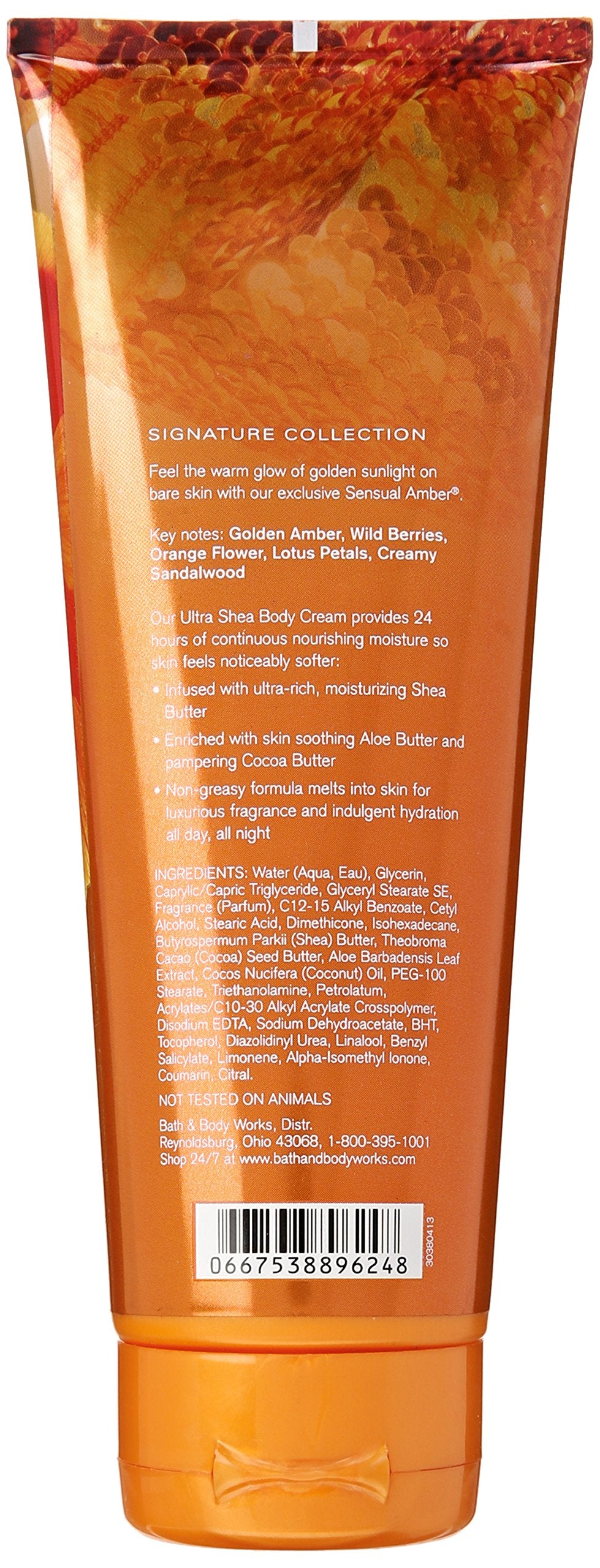 Détails de la crème corps Sensual Amber Bath & Body Works