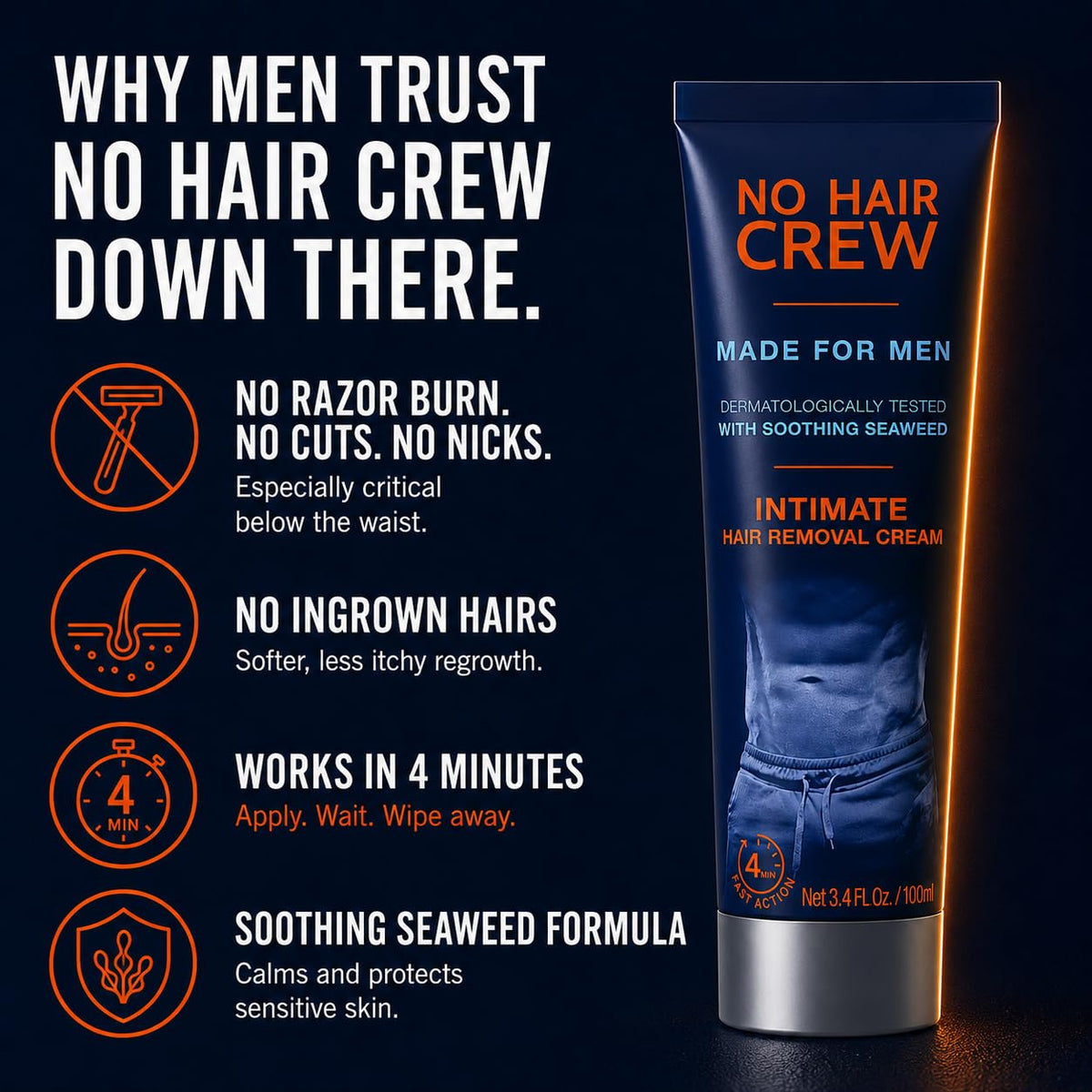 Détails de la crème dépilatoire intime NO HAIR CREW 100ml